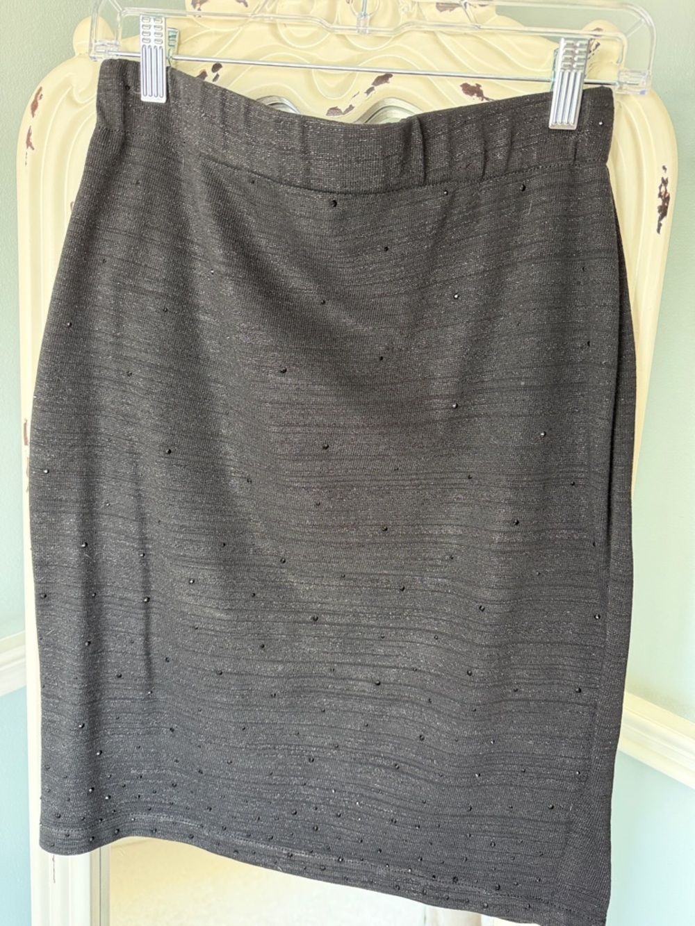Black Embellished Pencil Skirt